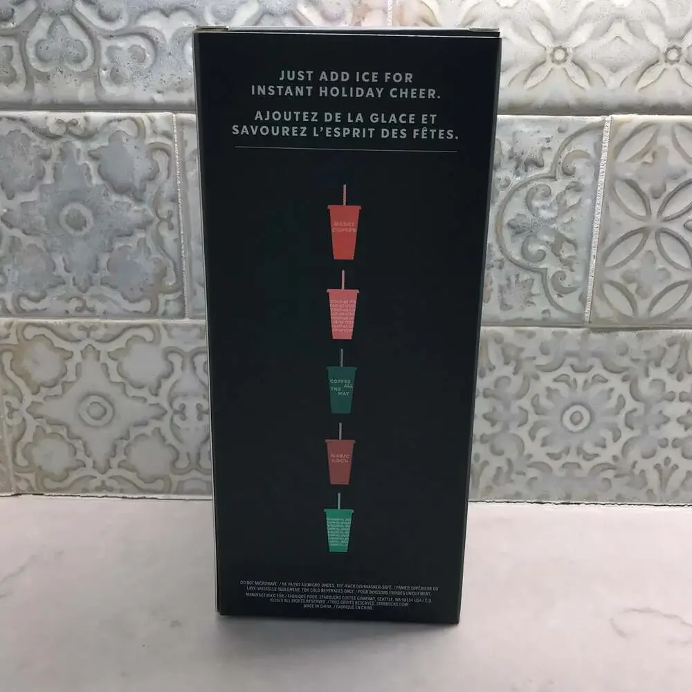 2019 Starbucks Exclusive Holiday Christmas Reusable Cold Cups w/Lids & Straws